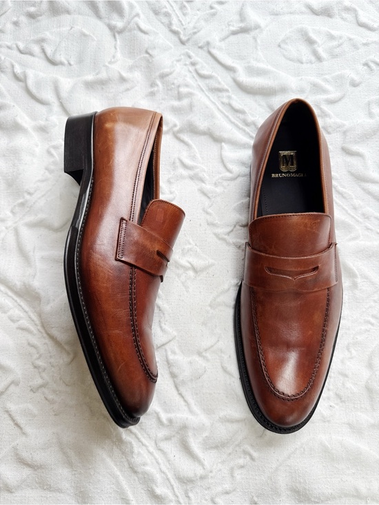 Bruno Magli Cosmo Cognac Leather Penny Loafers Size 11 main image 4